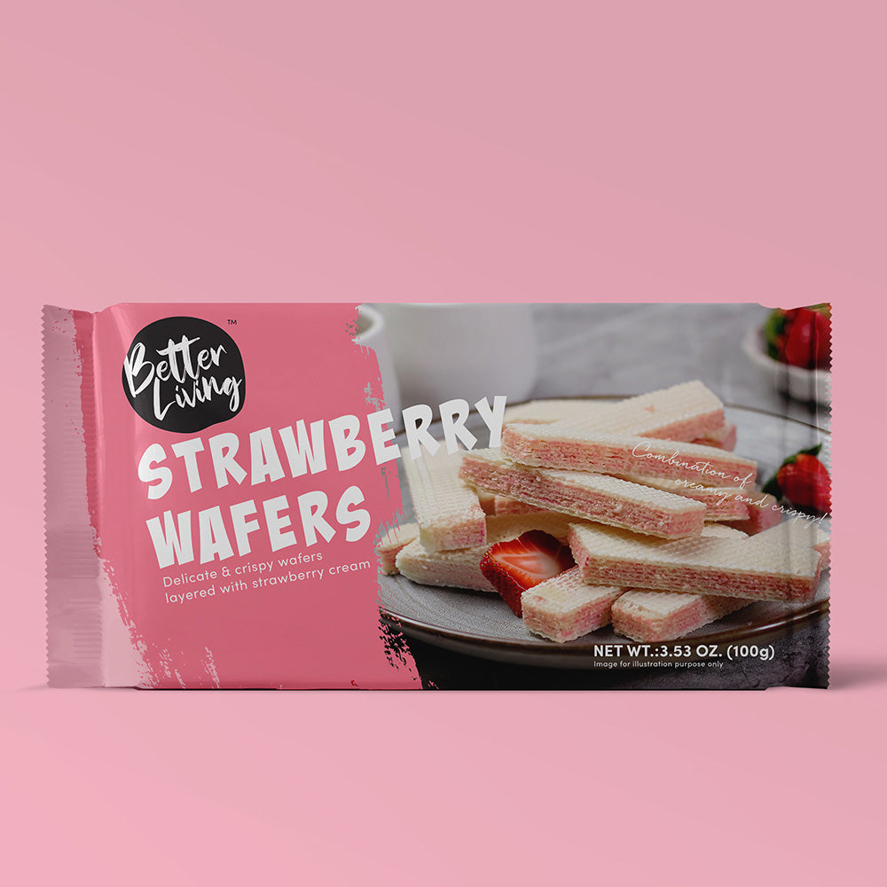 Strawberry Flavoured Wafers Biscuits 100g